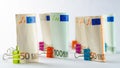 Several hundred euro banknotes. Euro banknotes random stacked. Royalty Free Stock Photo