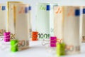 Several hundred euro banknotes. Euro banknotes random stacked. Royalty Free Stock Photo