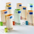 Several hundred euro banknotes. Euro banknotes random stacked. Royalty Free Stock Photo