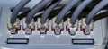 Several LAN cables connected to ethernet switch formed communication network