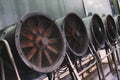 Industrial fans together in a foundry steel workshop Royalty Free Stock Photo