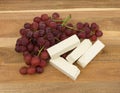 Feta cheese slices with fresh grapes Royalty Free Stock Photo