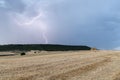 Several lightning strikes on a mountain Royalty Free Stock Photo