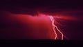 Several lightning strikes during a strong thunderstorm over the lake Royalty Free Stock Photo