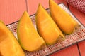 Melon wedges on a table Royalty Free Stock Photo