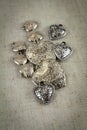 Several metal hearts