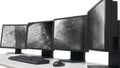 Several monitors with contrast coronary arteriography