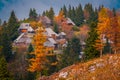 Traditional shepperds hut on Velika Planina in Slovenia in the Autumn Royalty Free Stock Photo