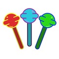 Several multi-colored candy lollipops for children for halloween candy or life vector illustration