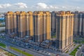 Several multi-storey residential buildings, aerial view