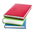 Several multicolored bright books on white background