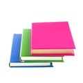 Several multicolored bright books on white background