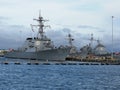 Several naval vessels anchor in the Norfolk Naval Base