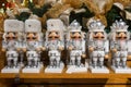 Several nutcracker soldier toys up for sale at Christmas store