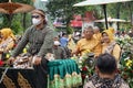 Several officials and guests ride horse-drawn carriages to celebrate Tulungagung\'s anniversary