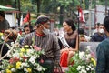 Several officials and guests ride horse-drawn carriages to celebrate Tulungagung\'s anniversary