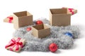 Several Open Christmas Gift Boxes Royalty Free Stock Photo