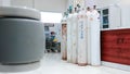 Several oxygen tanks in the ICU room Royalty Free Stock Photo