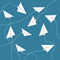 Several paper planes. Travel symbol. Toy design. Vector illustration