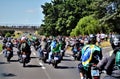 Several patriots on the footbridge and on the side of the highway salute the Motorcyclists at Motociata with President Bolsonaro