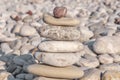 Several pebble stone on beach complex like symbol for zen Royalty Free Stock Photo
