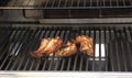 Several pieces of pork ribs on grill Isolated. Food background.