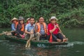 Several people are on a boat in Vietnam.