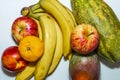 Several Pieces of Fresh Fruit with a White Background