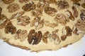Several pieces of Greek nut as decoration on cake