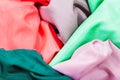 Several pieces of silk batiste fabrics Royalty Free Stock Photo