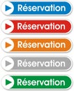 Several rectangles buttons with written in French on reservation