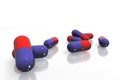 Several Red-blue pills - 3d render Royalty Free Stock Photo