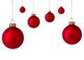 Several red Christmas baubles