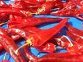 Several Red hot shiny chilli peppers Royalty Free Stock Photo