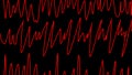 Several red neon zigzags representing a chaotic heartbeat line