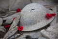 Poppies around War Memorial Royalty Free Stock Photo