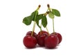 Several ripe cherries on a light background. Natural product.