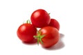 Several ripe whole cherry tomatoes isolated on white background