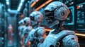 Group of Robots Standing in a Room