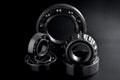 several roller bearings on black background Royalty Free Stock Photo