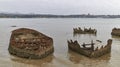 Several rusting Wrecks of boats lie abandoned on Sao Tome Island where the Previous Owners just ran them on to the Beach.