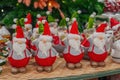 Several Santa Claus figurine in the form of gnomes. Royalty Free Stock Photo
