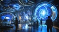 Scientists Study a Futuristic Space Laboratory at Night