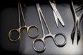 Several scissors operating theater aligned