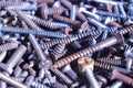 Several screws piled up in the workshop Royalty Free Stock Photo