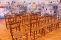 Rows of seats ready for people to come and listen about slavery and freedom, The Abolitionist Museum, , Peterboro, New York, 2018