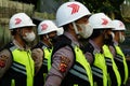 several security guards who are conducting a safety briefing