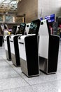 several self-service check-in automats at the Frankfurt International Airport Royalty Free Stock Photo