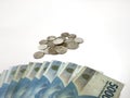 Several sheets of 50,000 thousand rupiah currency, rupiah is the currency of Indonesia Royalty Free Stock Photo