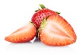 Several sliced strawberries isolated